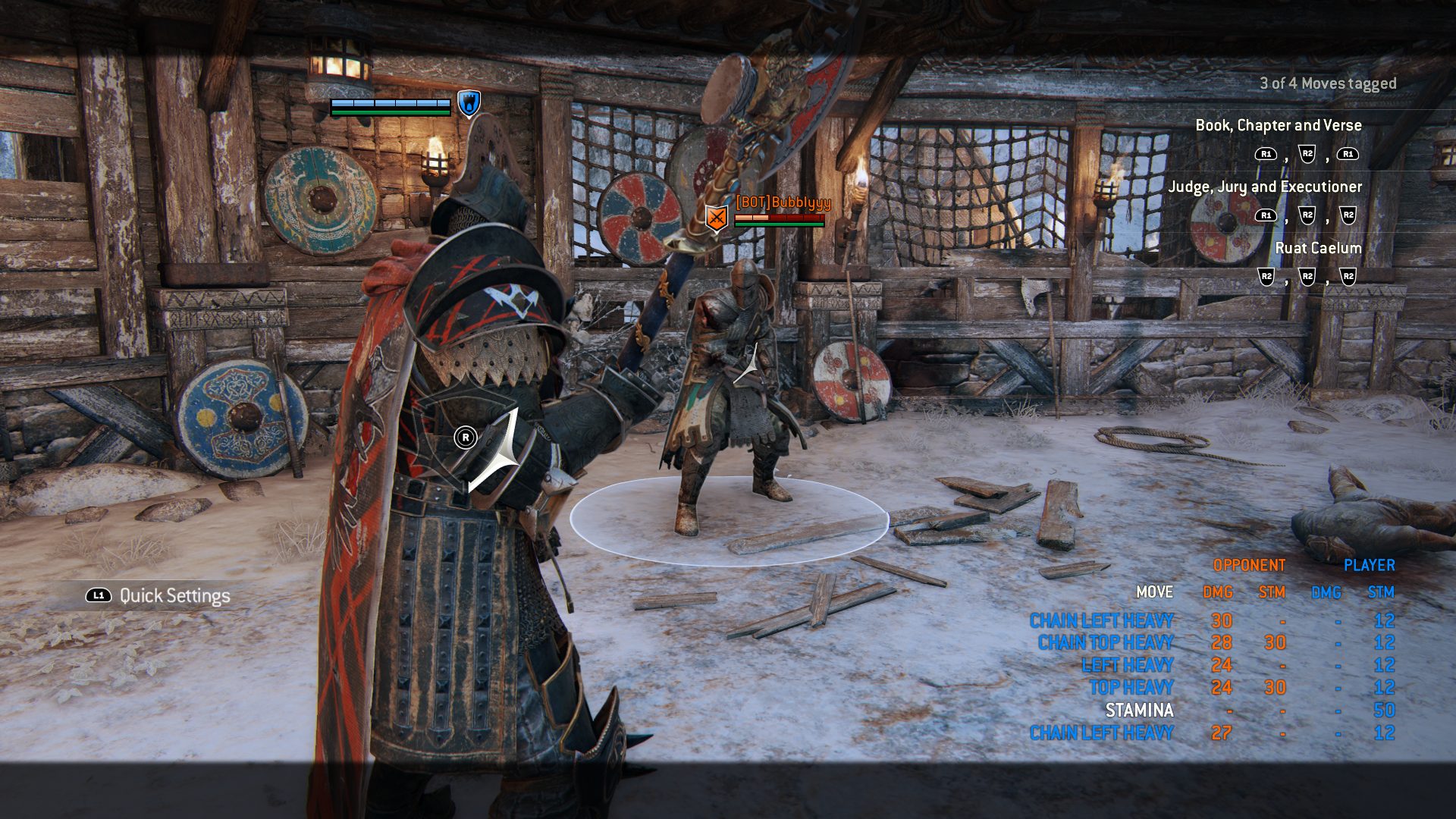 In-game screenshot of For Honor. The unique HUD is visible