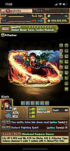 Character view of the game showing an anime style hero with a flaming sword