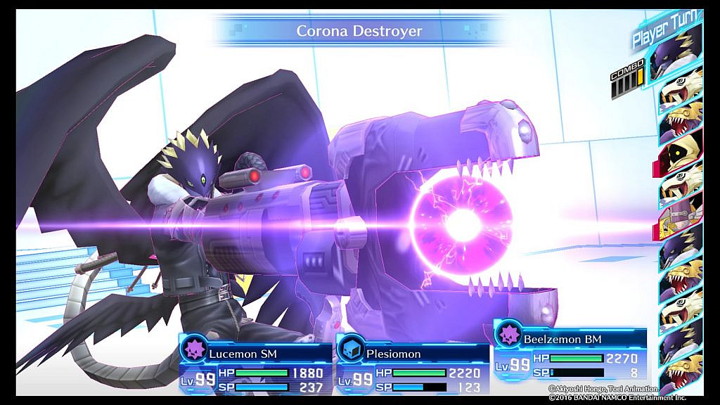A demonic digimon called Beelzemon is unleashing his special move from his blaster called Corona Destroyer, which is jokingly referred to as a cure for covid 