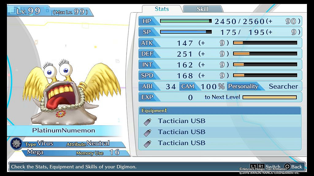 Focus is on a Digimon in the form of a platinum slug, complete with angelic wings and expensive looking jewellery
