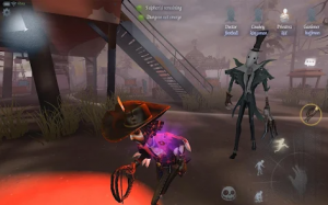 Pictures: Screenshots while I was playing Identity V. The hunter chasing the survivor and the hunter putting him in the chair