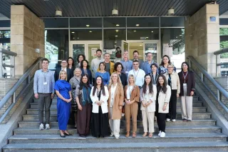 BEWBU-project personnel at the stairs of Mostar University.