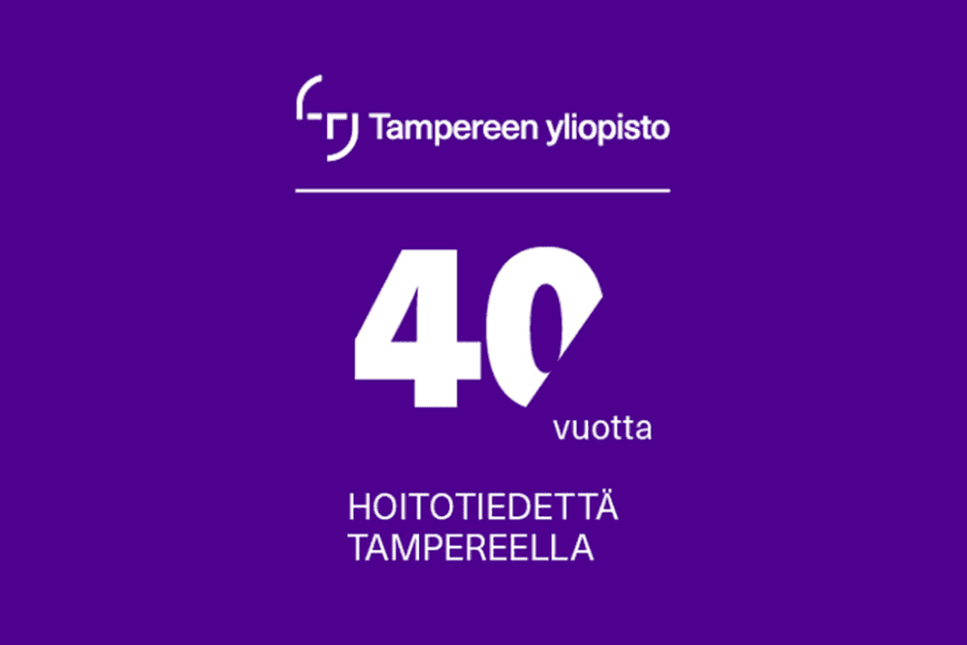 Tampreeen yliopiston logo ja teksti 40 vuotta hoitotiedettä Tampereella