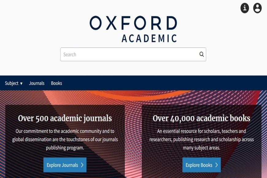 Kuvakaappaus Oxford Academic palvelun etusivulta.
