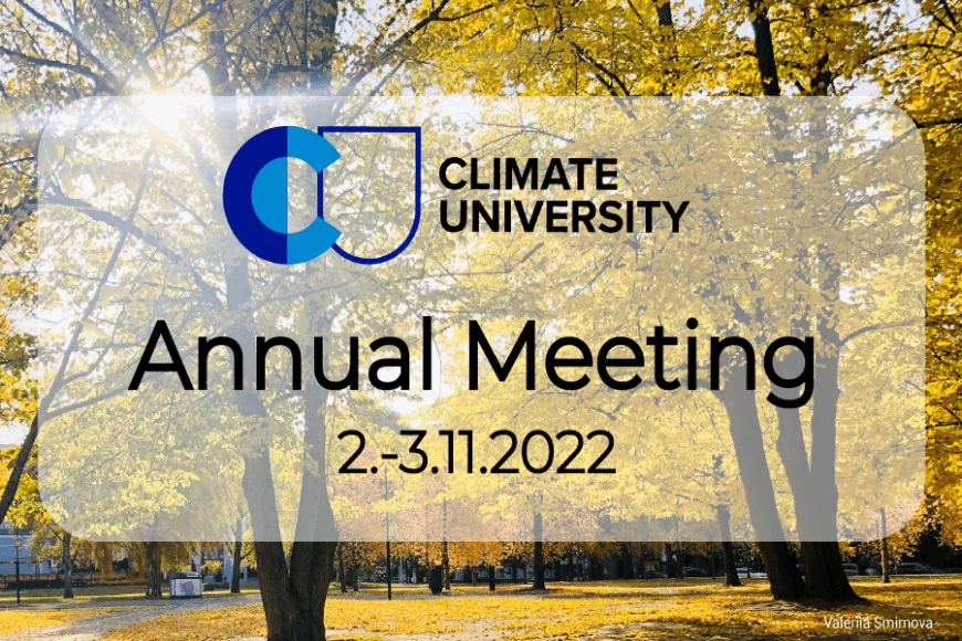 Autumn picture with text 'Annual University Annual Meeting 2.-3.11.2022'