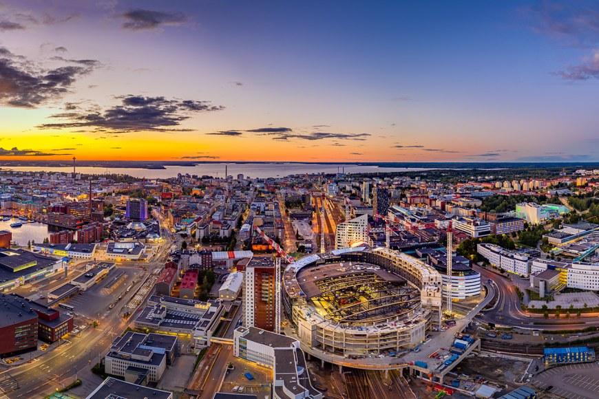 Drone picture of the city of Tampere