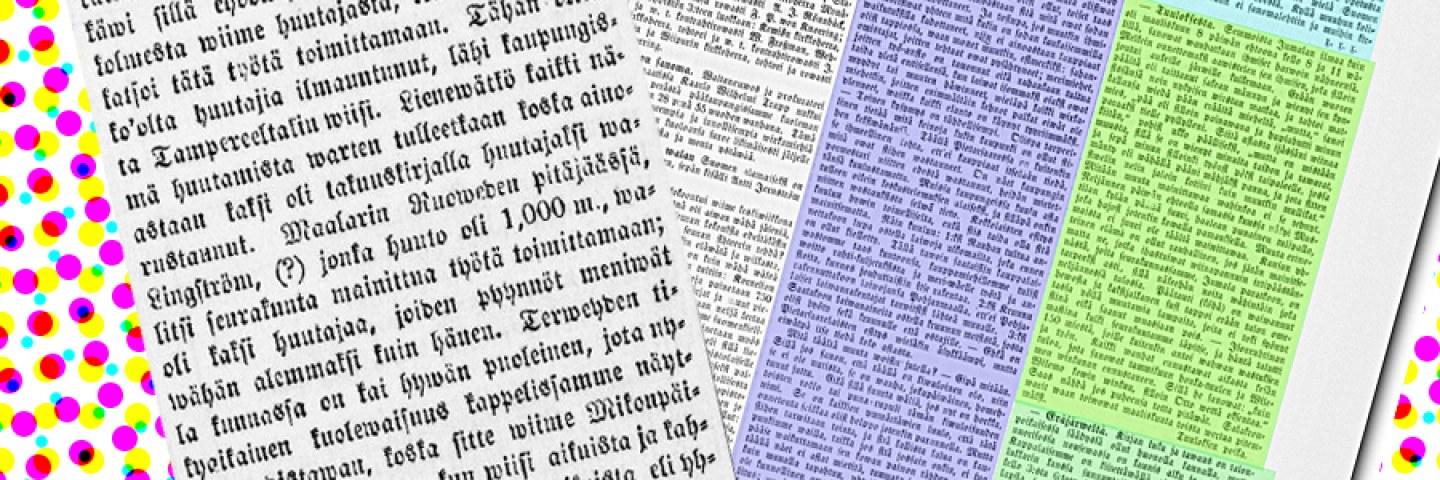 Kuvassa Heikki Kokon tekemän tutkimuksen aineistoa eli vanhojen sanomalehtien lukijakirjeitä.