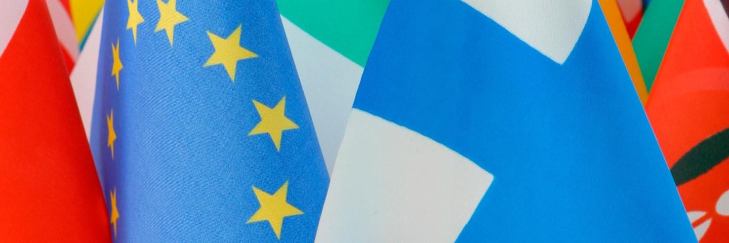 Suomen, EU:n ja muiden maiden lippuja