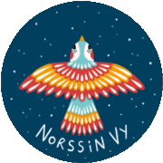 Kuvassa on Norssin vanhempainyhdistyksen logo, jossa on värikäs lintu ja teksti Norssin vy.