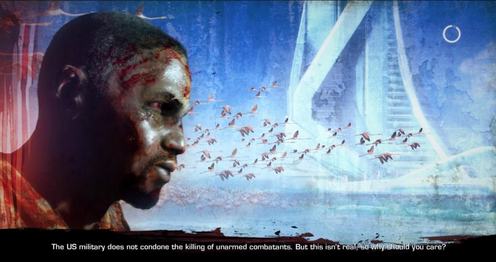 A loading screen in Spec Ops: The Line that directly addresses the player.
