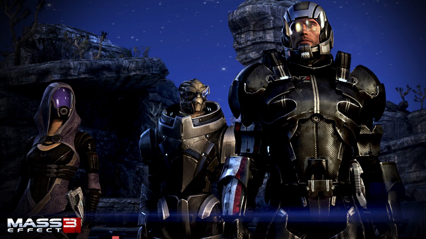 Garrus, Tali and male Shepard.