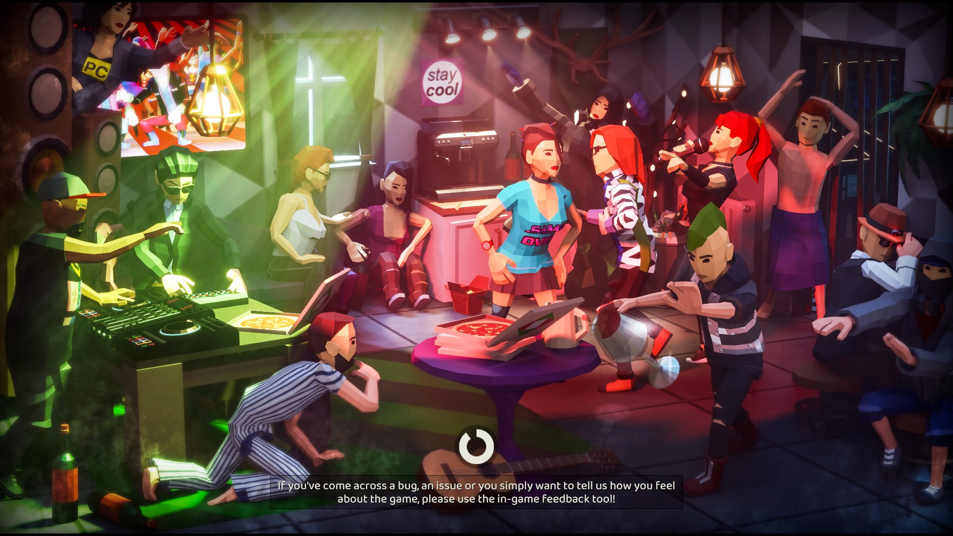 Screenshot of the tenants partying in loading screen