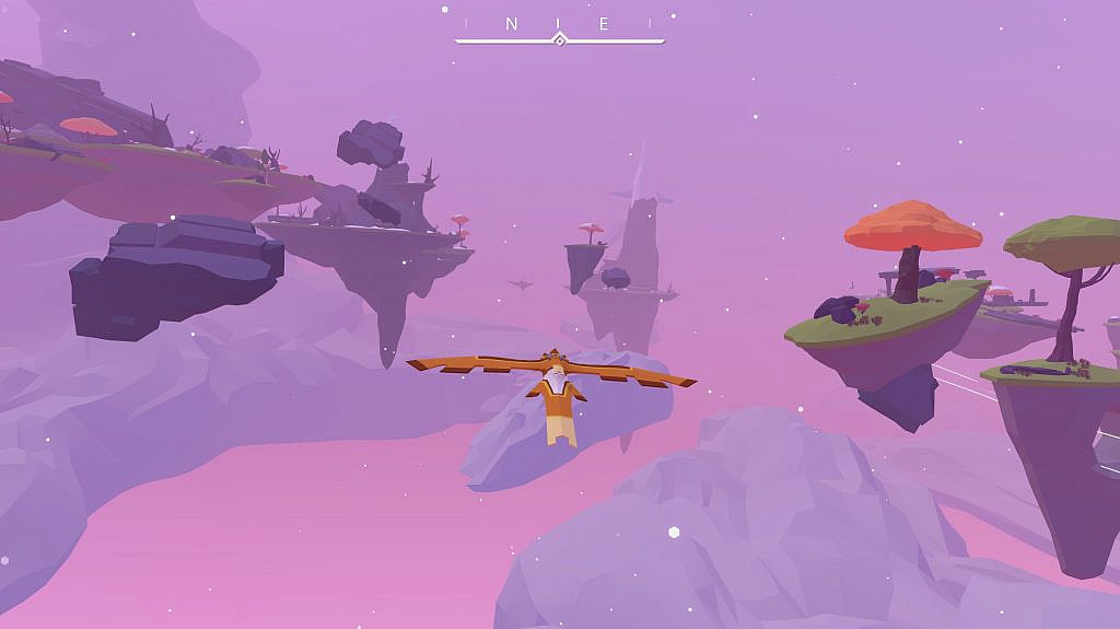 The player flying through the air as a bird