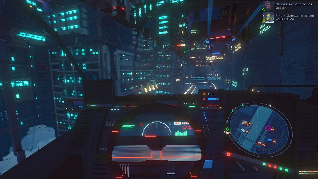 The player can see the view from inside the car