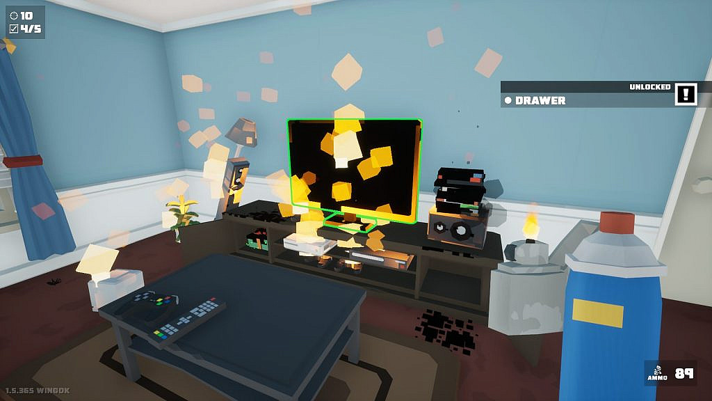 The living room is a mess and on fire now.