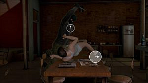 Quick-time-event, where one of the main characters is fighting