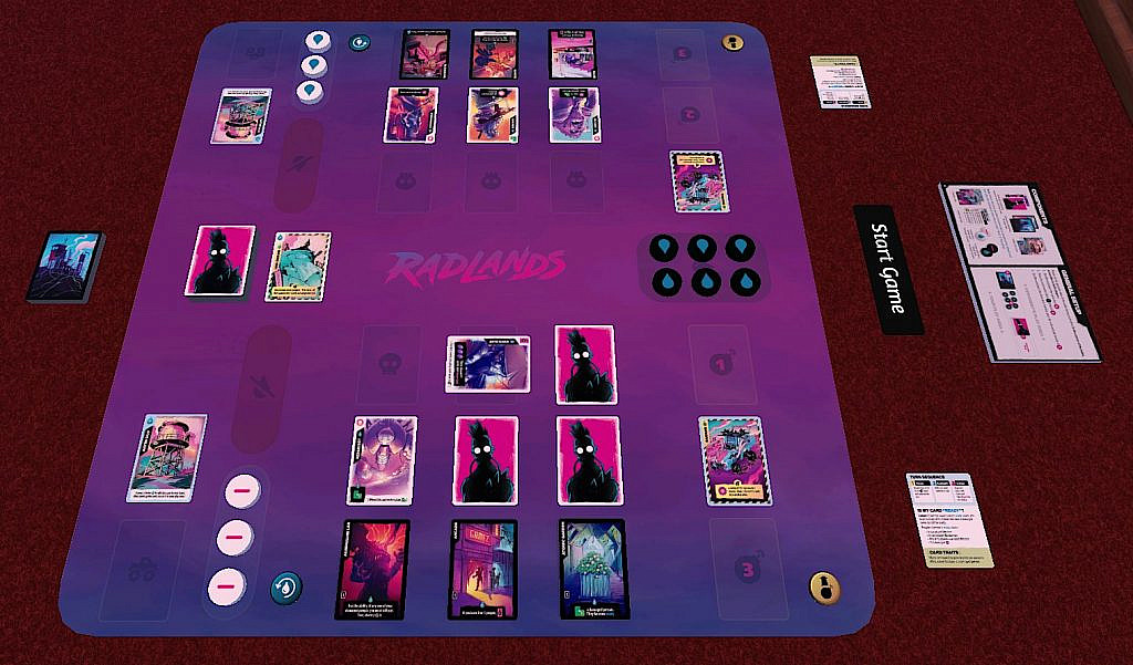 Picture of a Radlands game within the mod on tabletop simulator