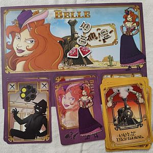 Character called Belle and different cards on the character sheet