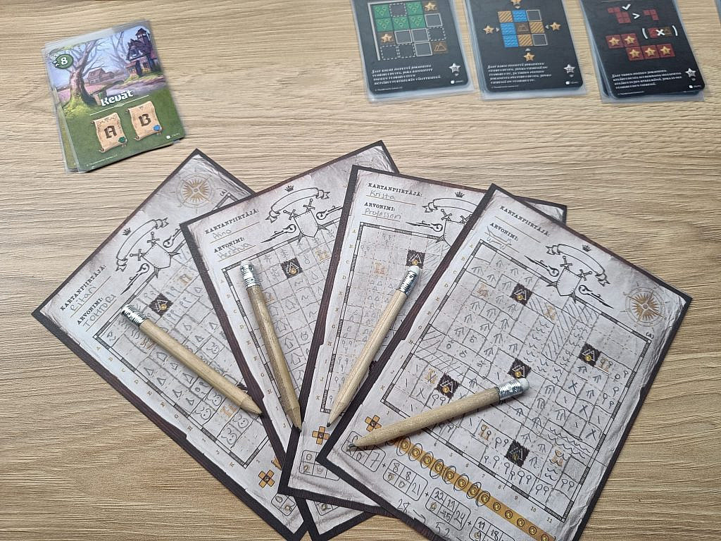 Four mapsheets semi-filled and few cards