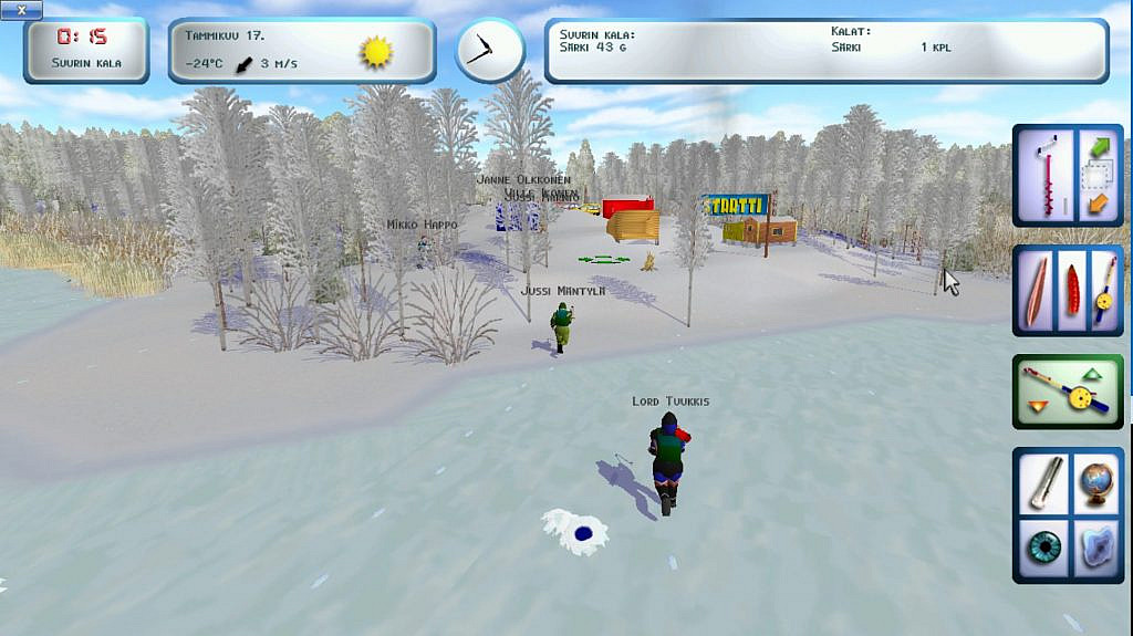 Fishers running toward the goal area to weigh fishes