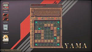 A screenshot from the game, featuring a greyish box for the Dungeons and Diagrams game. At the top "The Fetid Sewers" stands in golden letters against a rocky background, giving a fitting name for the puzzle. Below is a crossed box, featuring rows of numbers on the top and left side, while the box itself is partially filled with a green slimes and stone blocks. Some of the numbers are still red, giving away that this puzzle is yet to be completed. 