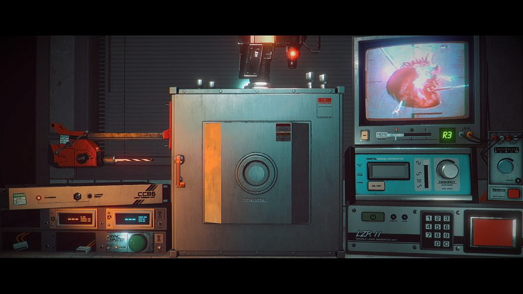 A safe surrounded by various science experiment hardware