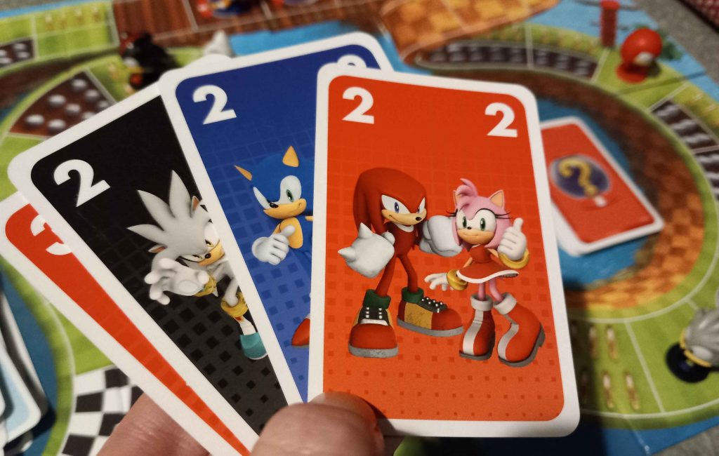 Movement cards for the Red, Blue and Black teams in Sonic Super Teams.