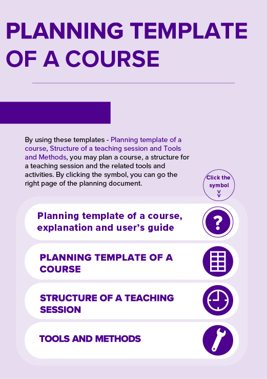 Planning template of a course